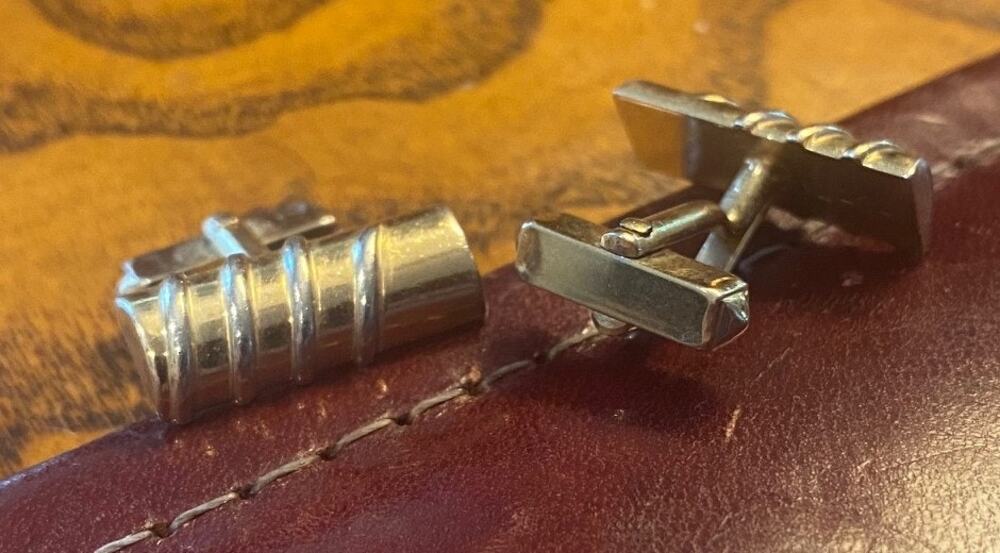 VTG Swank Cufflinks,Gold Tone Ribbed Bar Design
